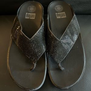 Black Fitflops with rhinestones - Sz 9